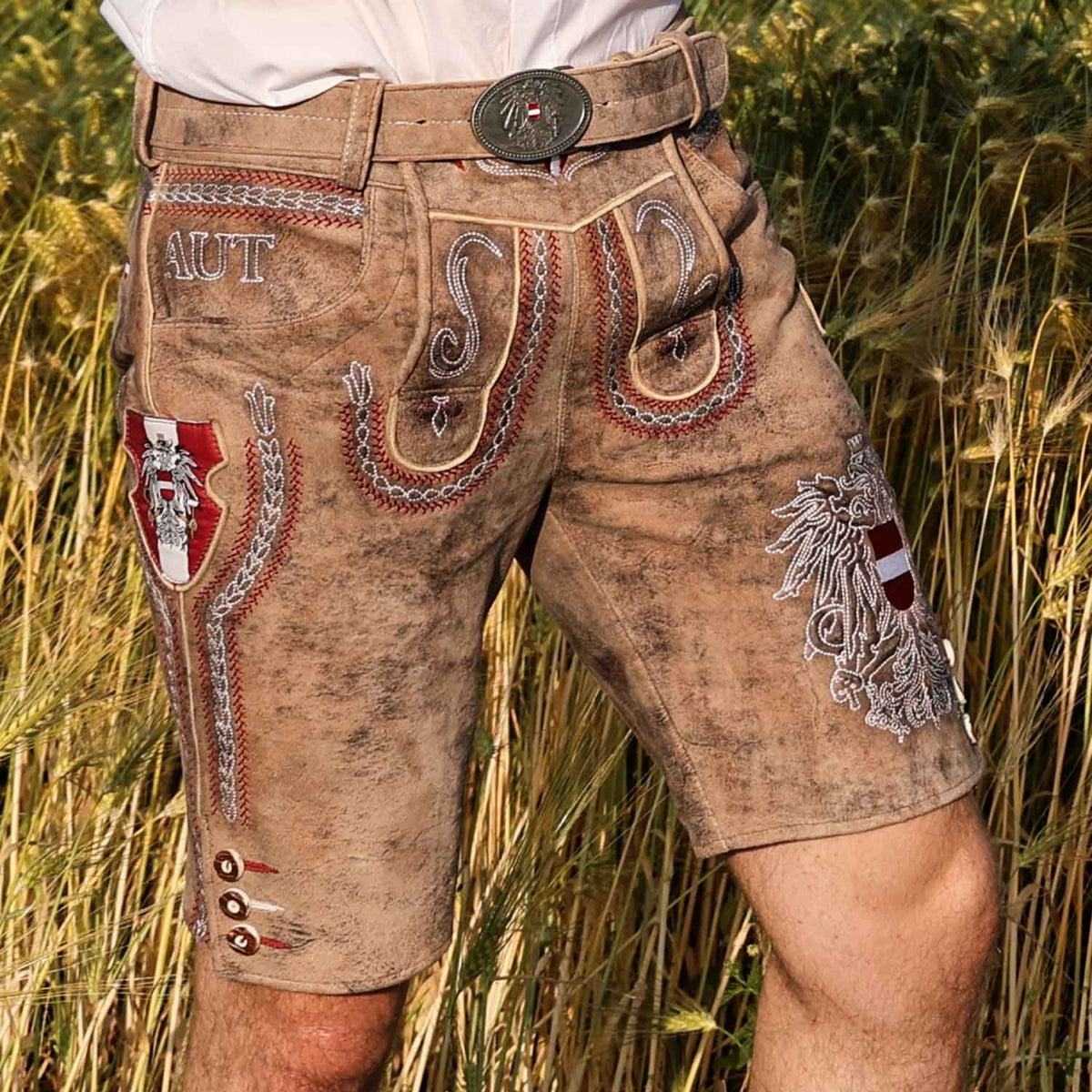 Österreich Adler Lederhose #Farbe_Vintage-Braun