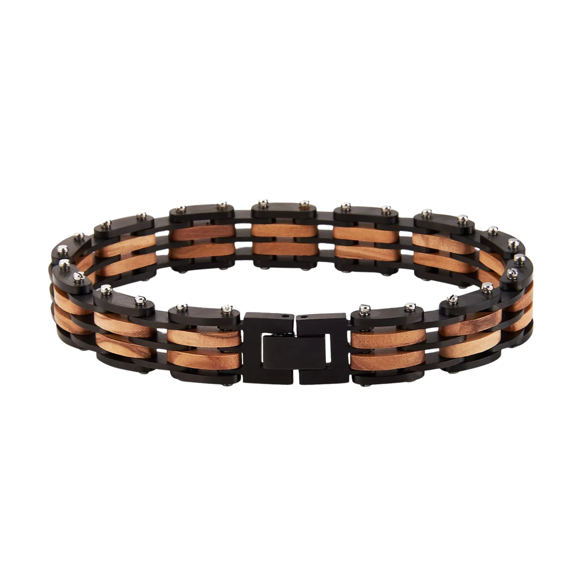 Armband aus Naturholz und Edelstahl