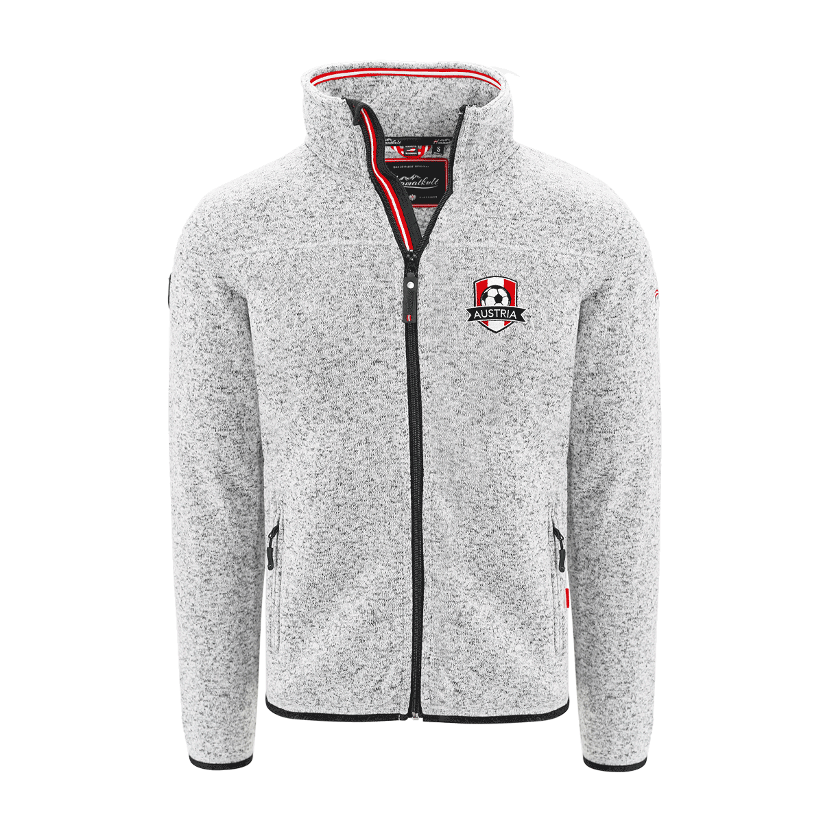 Austria Fußball Strickfleece Jacke für Herren hellgrau #Farbe_Hellgrau