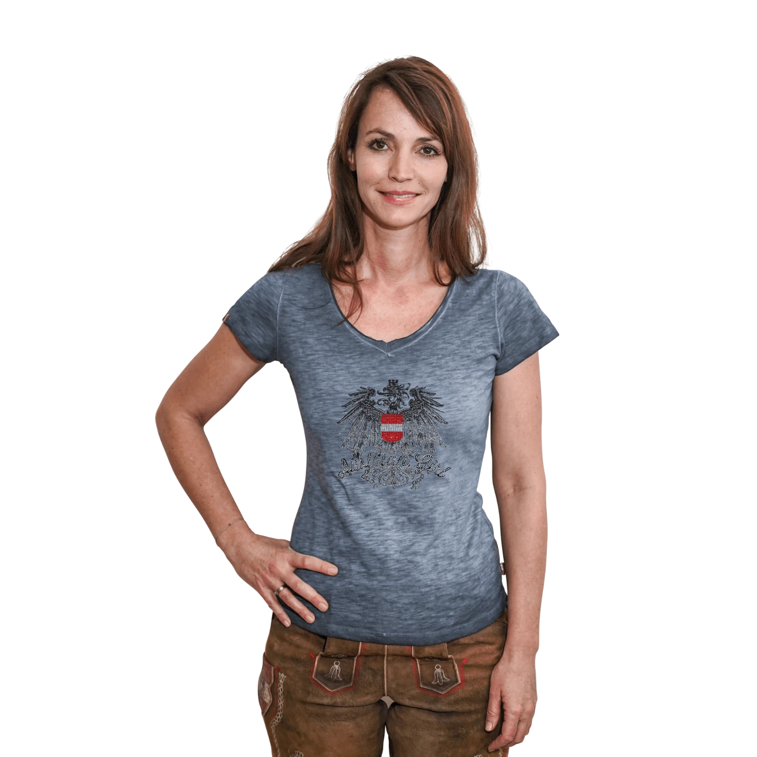 Austrian Girl Glitzer T-Shirt - Granitblau
