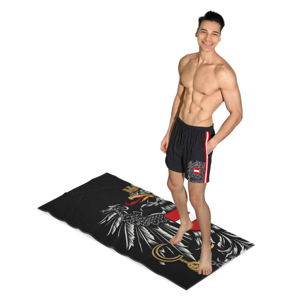 Badehose Badetuch schwarz Geschenkset #Farbe_Schwarz