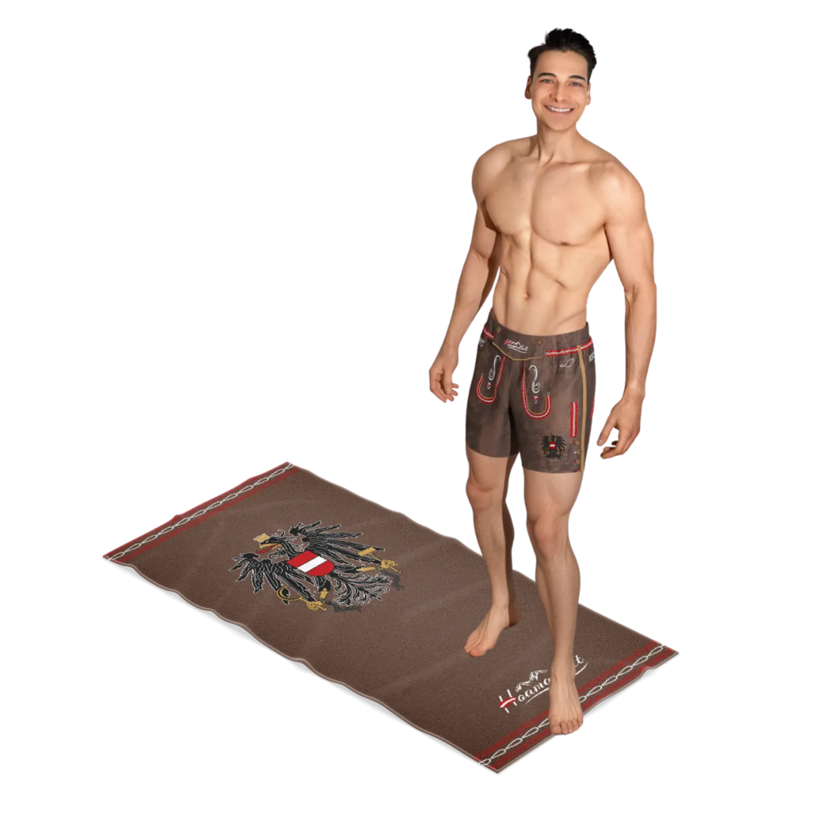 Badehose Badetuch trachtig Geschenkset #Farbe_Braun