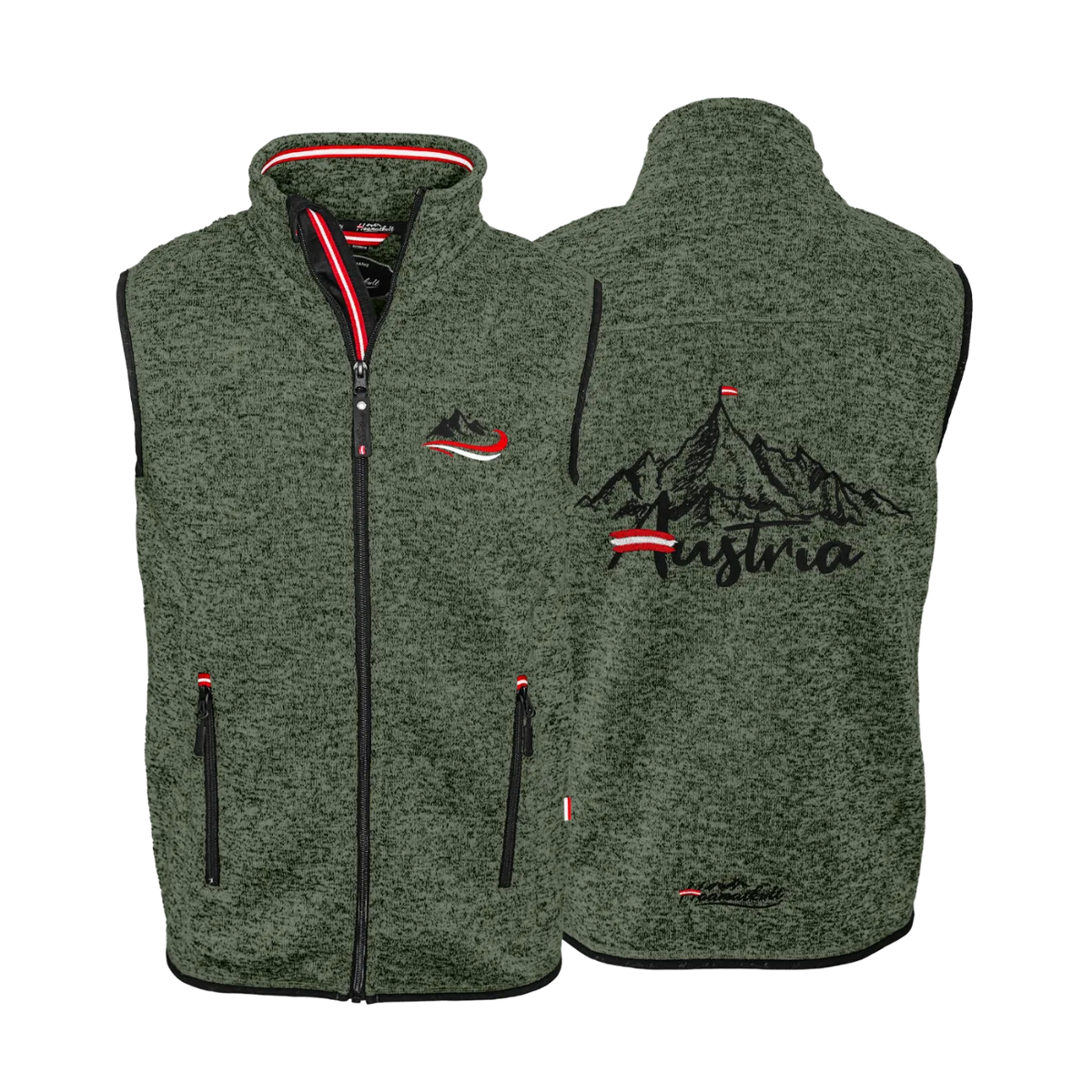 Berg Fleece Gilet dunkelgrün Hoamatkult #Farbe_Dunkelgrün