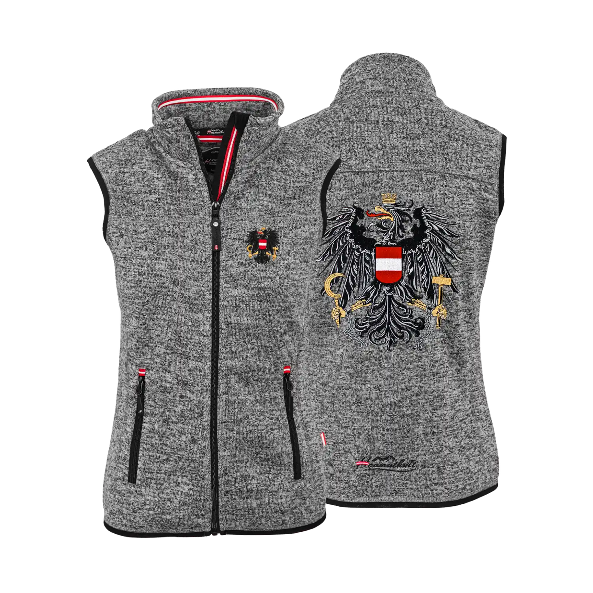 Damen Fleece Gilet dunkelgrau Österreich Adler #Farbe_Dunkelgrau