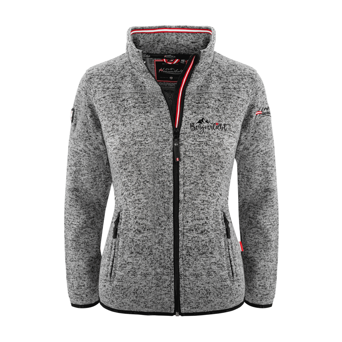 Damen Fleece Jacke ohne Kapuze anthrazit Bergverliebt
