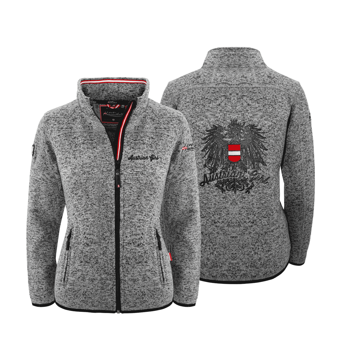 Damen Fleece Jacke ohne Kapuze dunkelgrau