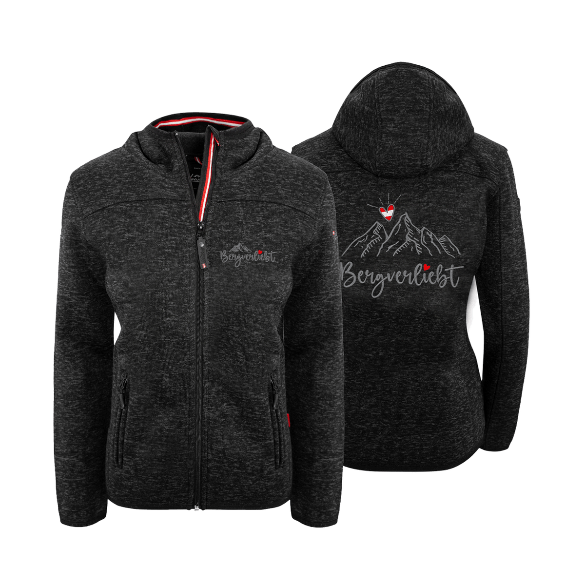 Damen Fleece Jacke schwarz Bergverliebt