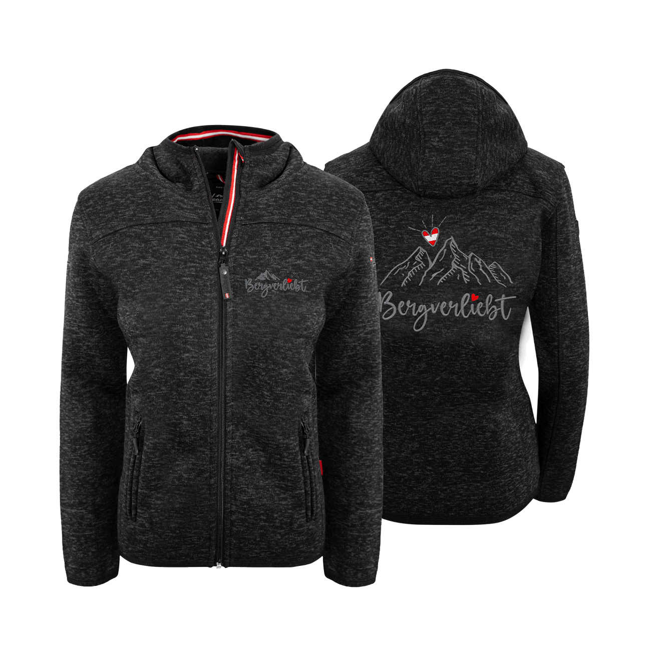 Damen Fleece Jacke schwarz Bergverliebt
