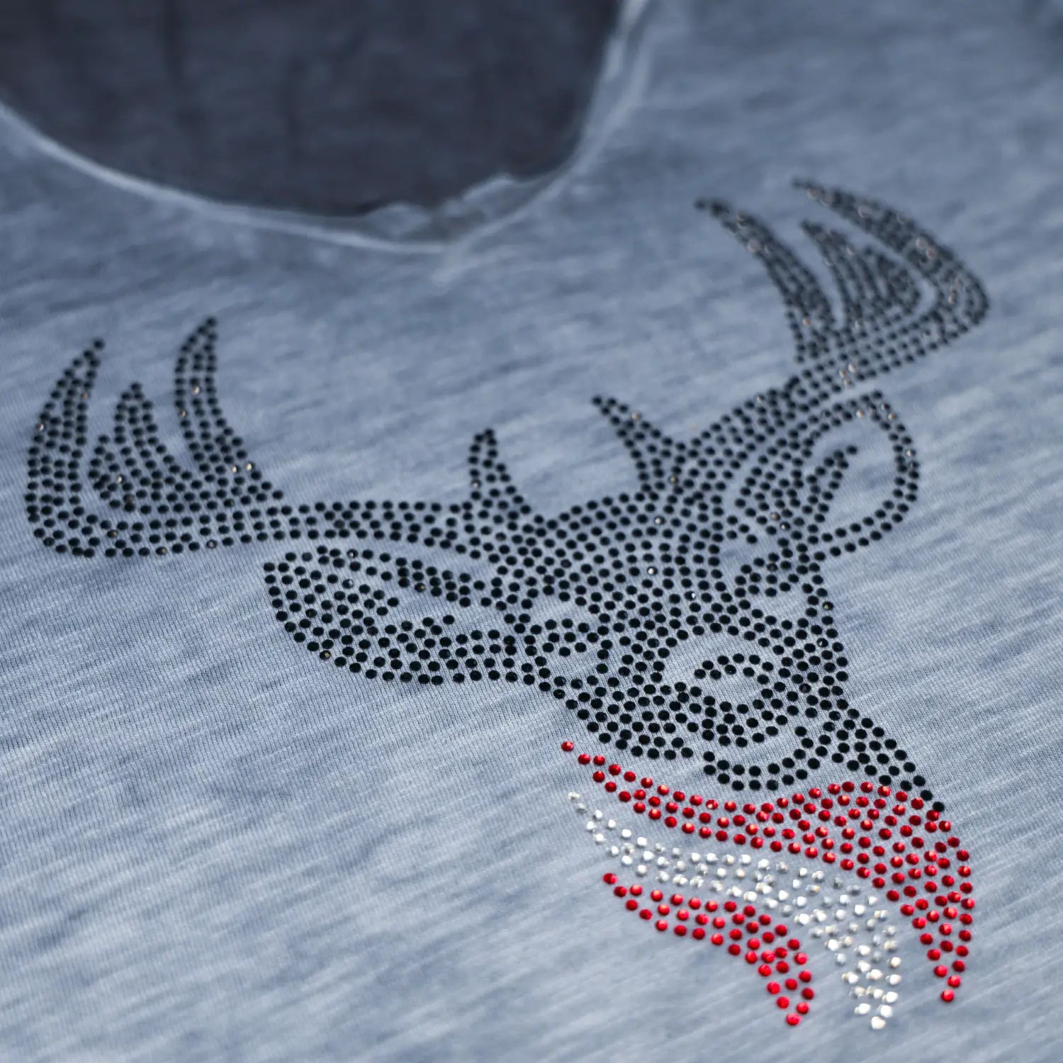 Hirsch Glitzer T-Shirt - Granitblau