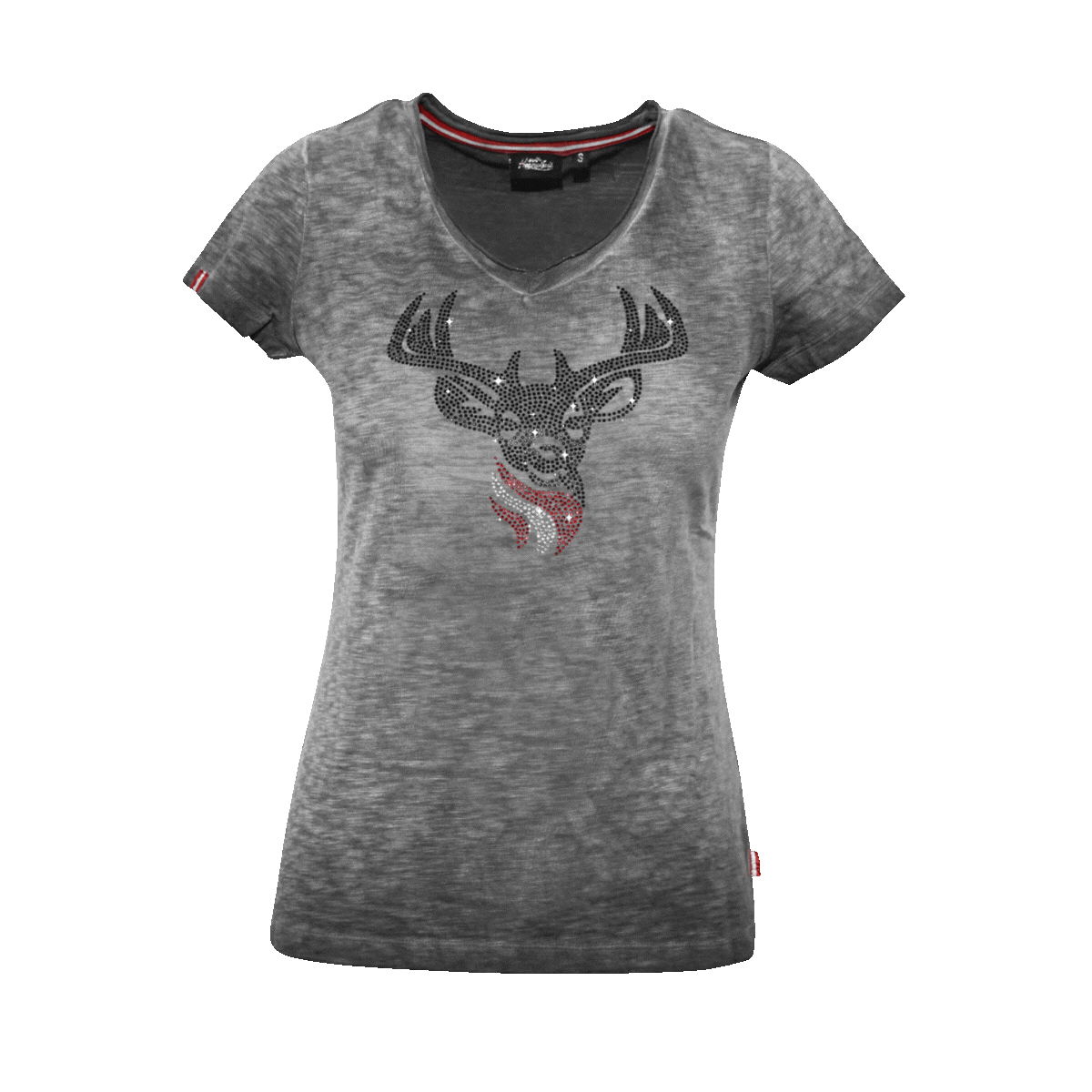 Damen Hirsch Glitzer T-Shirt Anthrazit #Farbe_Dunkelgrau