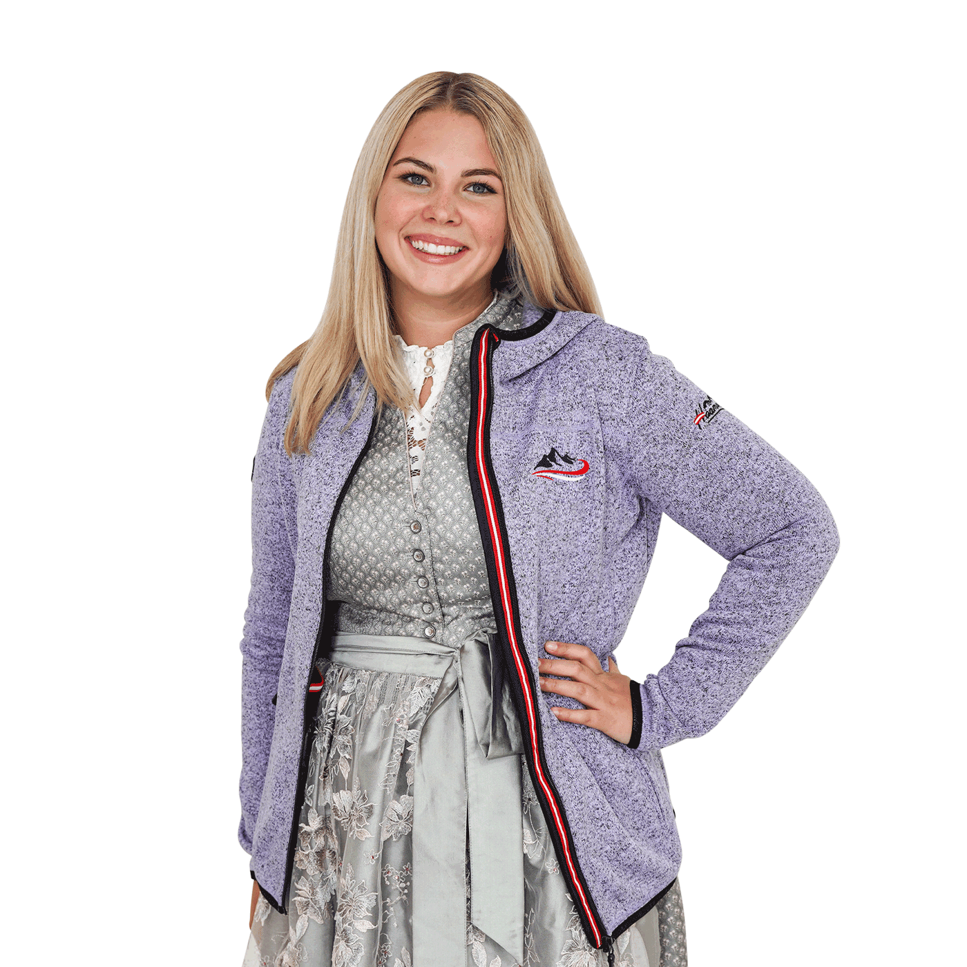 Damen Kultjacke Lavendel Ski Stickmotiv