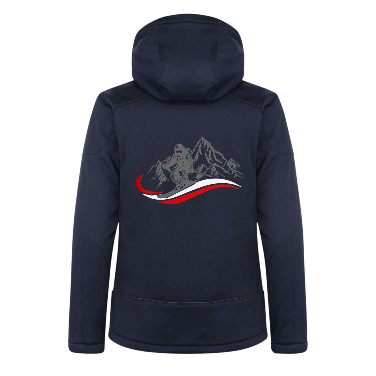 Damen Skijacke dunkelblau mit Skifahrer Motiv