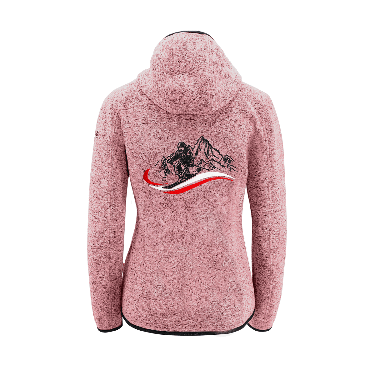 Damen Strickfleece Jacke rosa Ski Stickmotiv