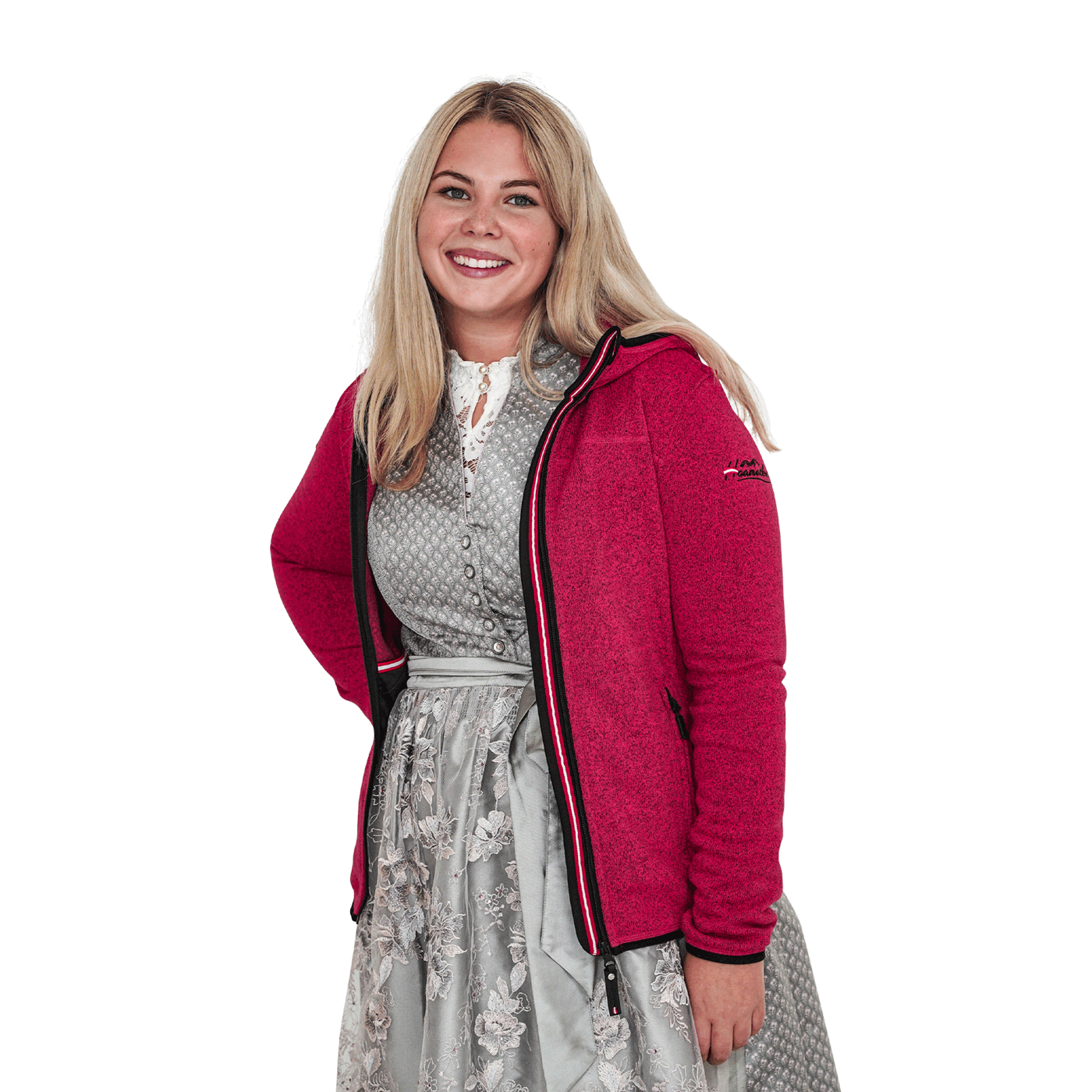 Damen Strickfleece Jacke rot