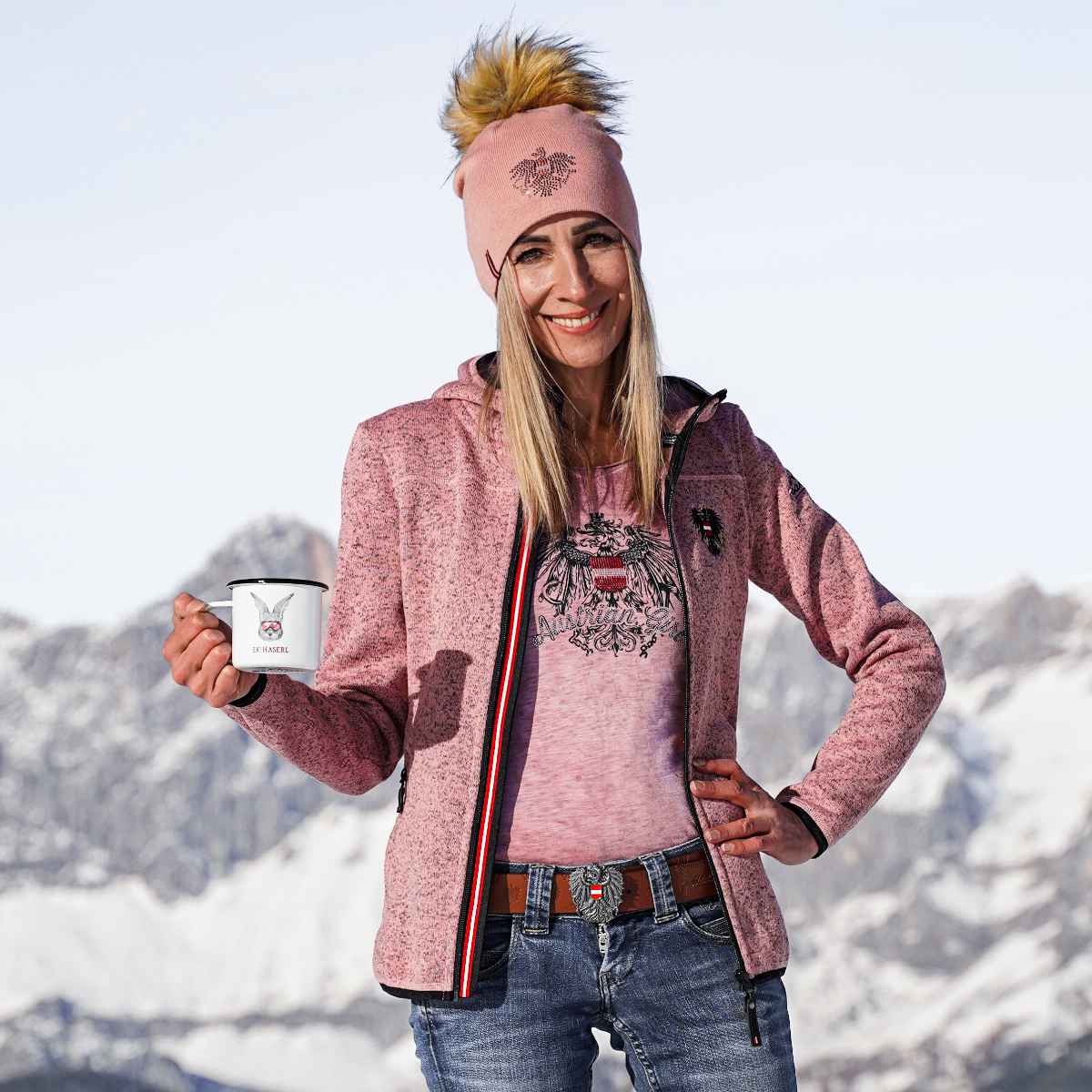 Damen Strickfleecejacke