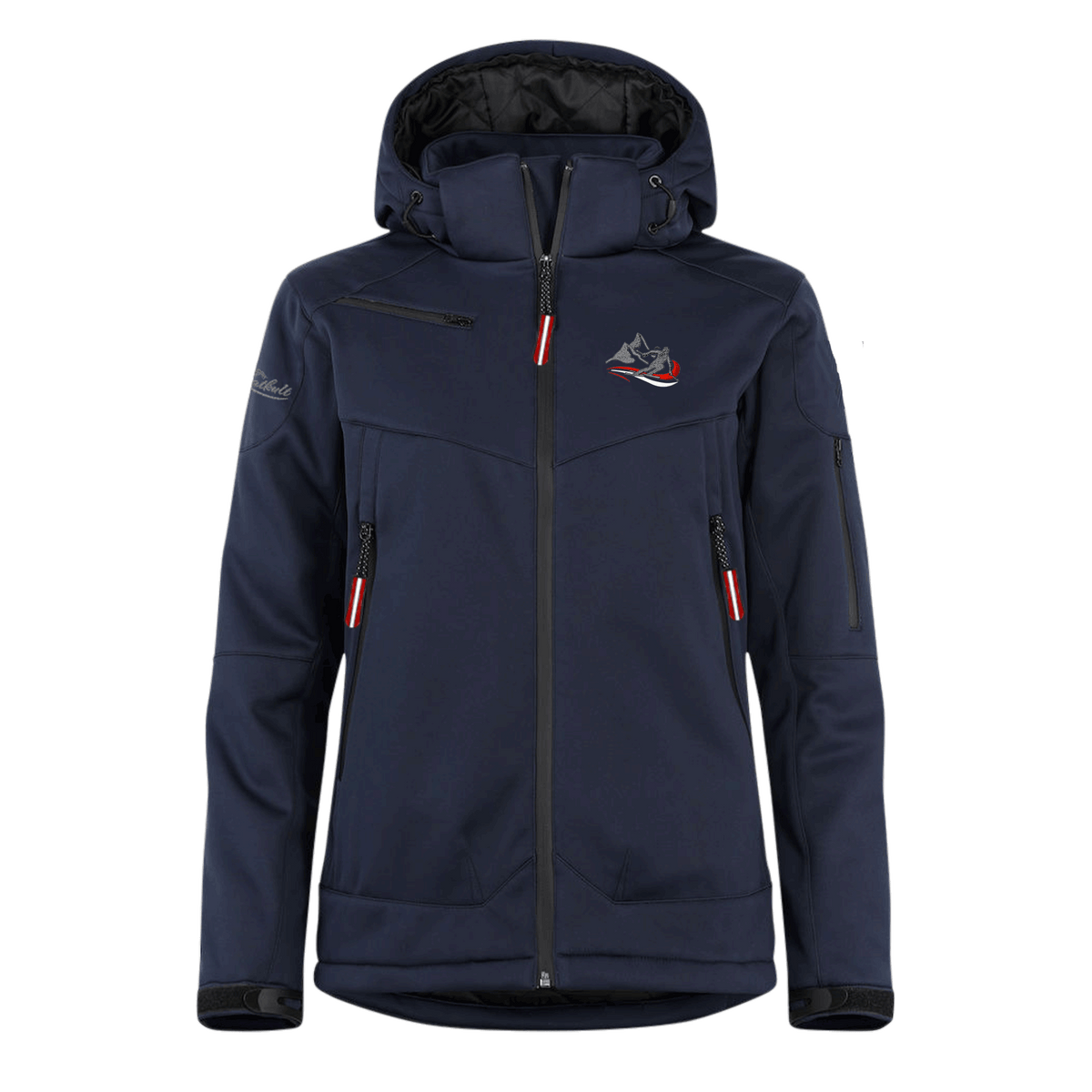 Damen Winterjacke dunkelblau mit Ski Stickerei #Farbe_Dunkelblau