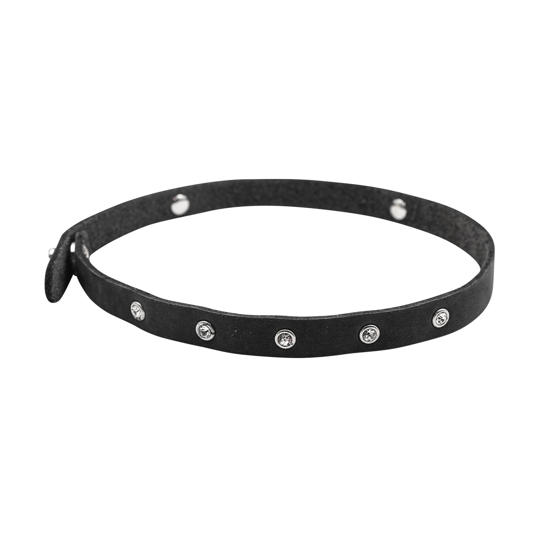 Dirndl Schmuck Lederarmband schwarz mit Strass Steine