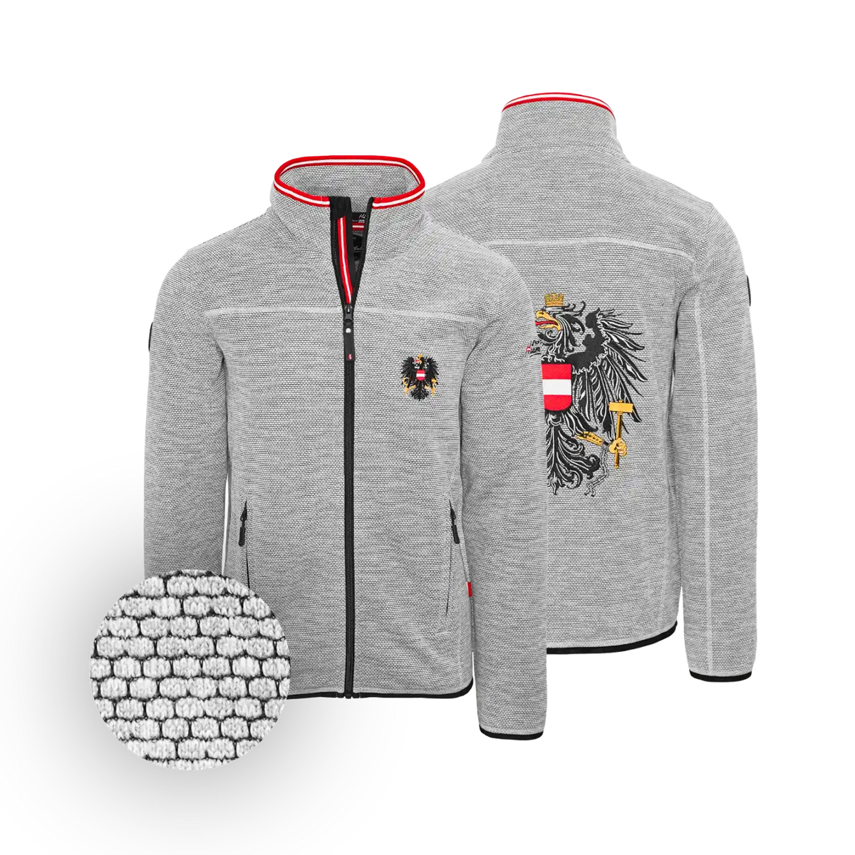 Dobby Fleece Kultjacke hellgrau Herren Österreich Adler #Farbe_Hellgrau