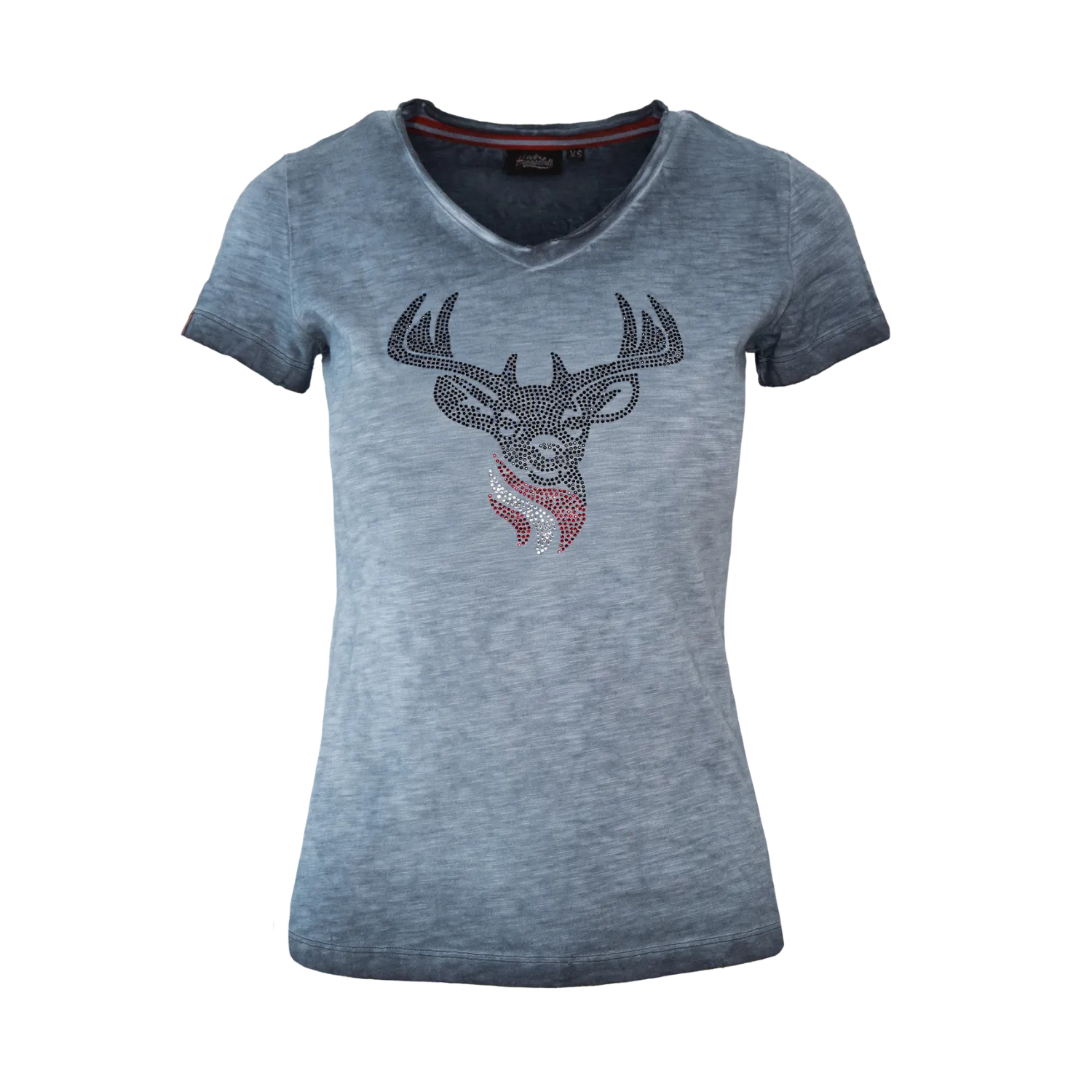 Hirsch Glitzer T-Shirt - Granitblau