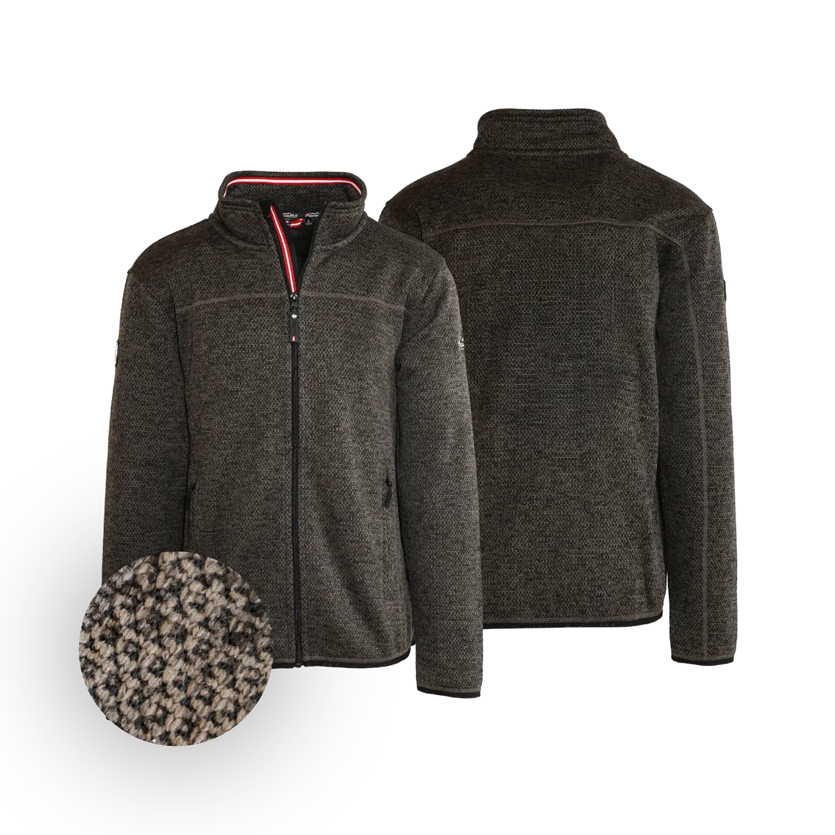 Dunkelbraune Trachten Fleece Jacke für Herren #Farbe_Dunkelbraun-Strick