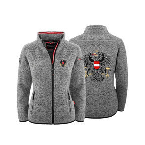 Dunkelgraue Damen Kultjacke ohne Kapuze Österreich Adler