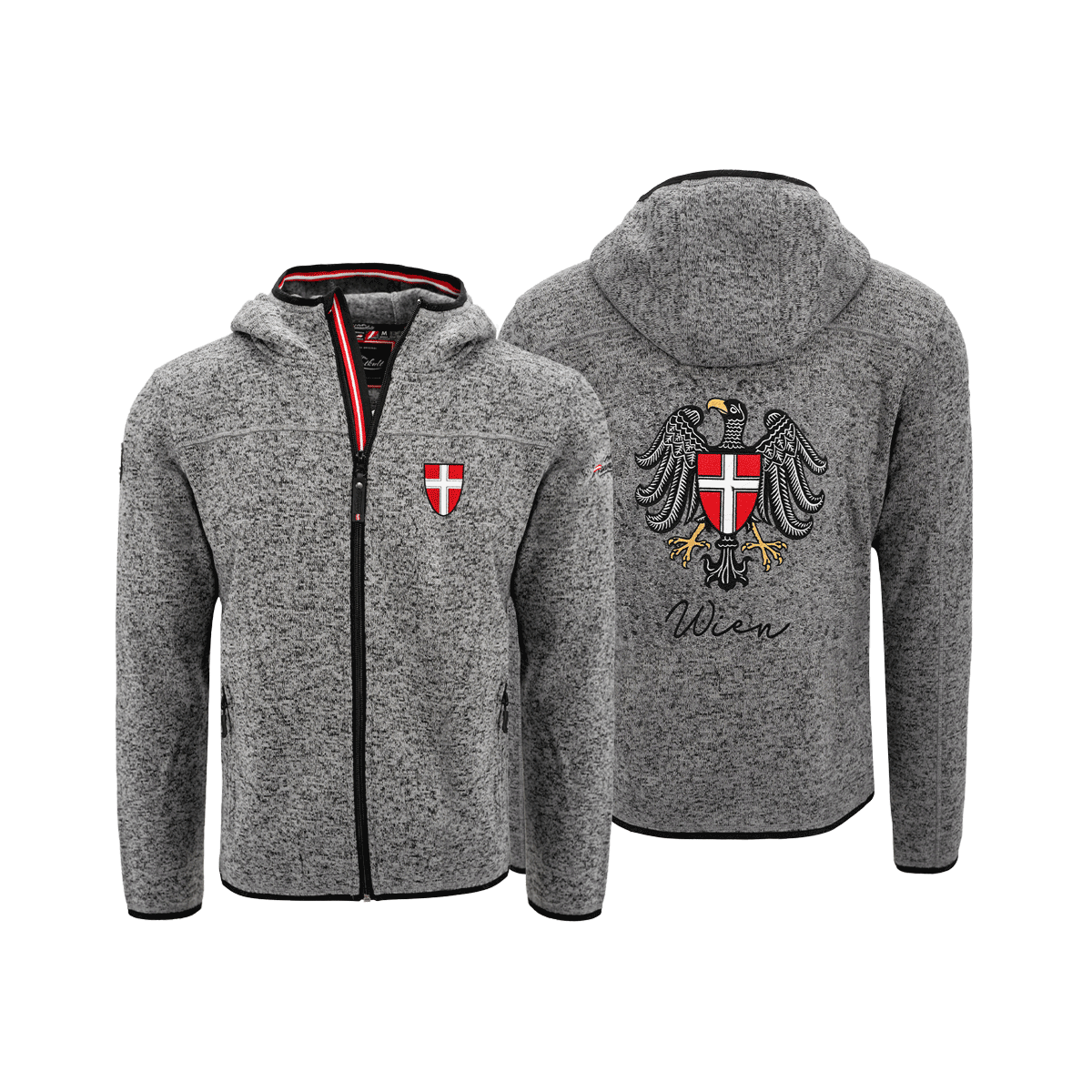 Dunkelgraue Fleece Jacke für Herren mit Wien Wappen #Farbe_Dunkelgrau