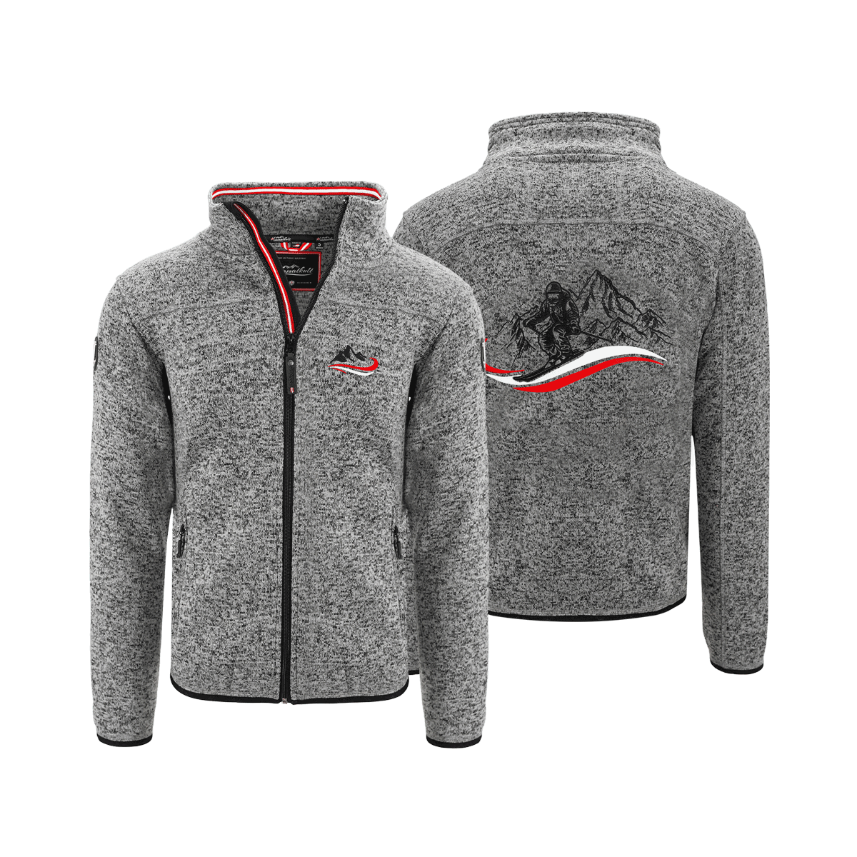 Dunkelgraue Fleece Jacke Ski Motiv
