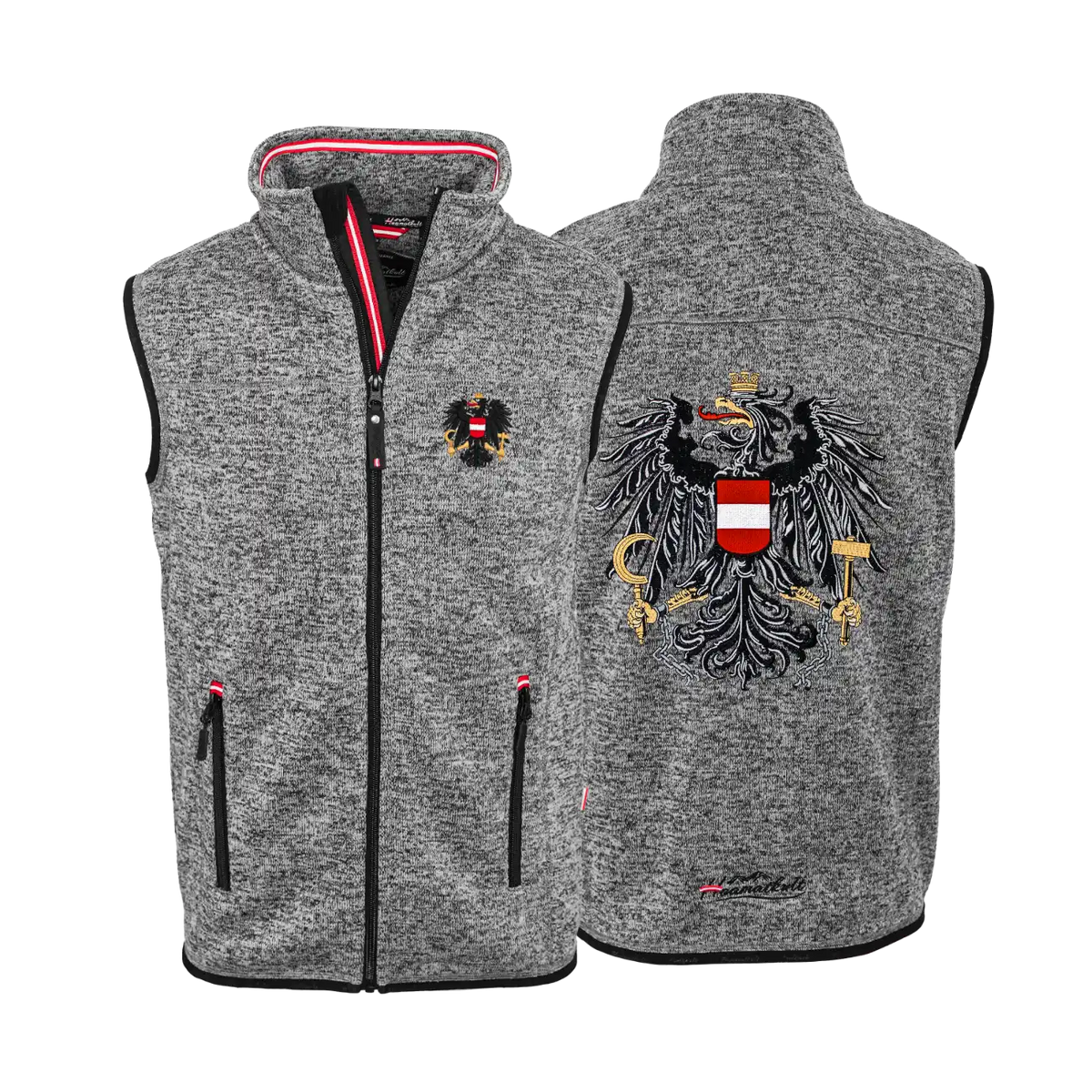 Dunkelgraue Herren Weste Fleece Adler Stickerei #Farbe_Dunkelgrau