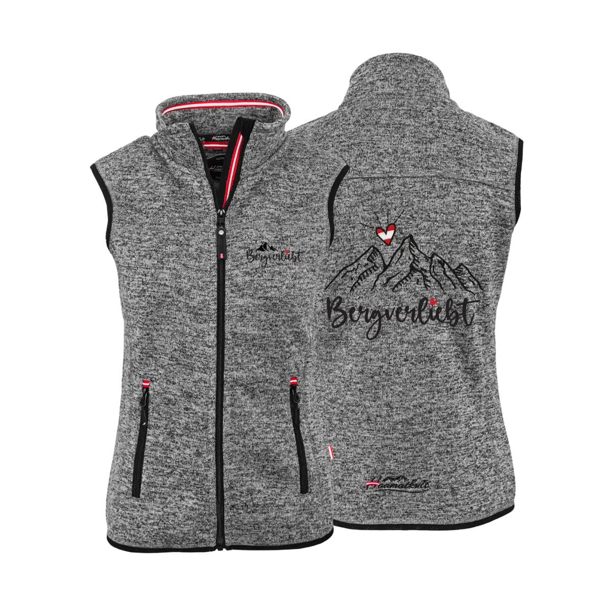 Dunkelgraues Fleece Gilet zum Wandern Damen Bergverliebt #Farbe_Dunkelgrau