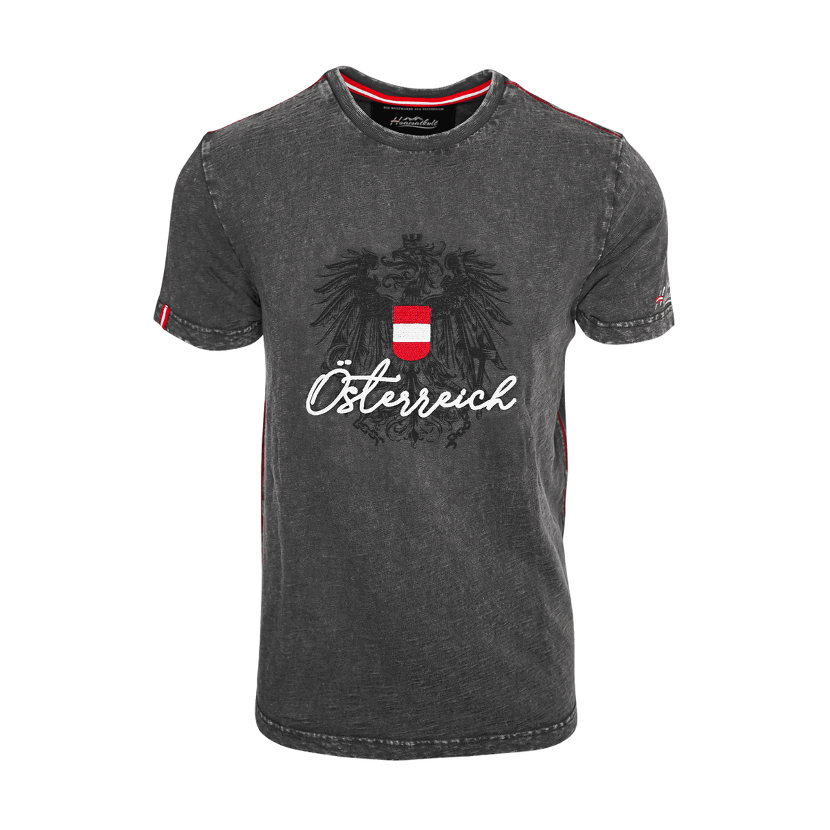 Dunkelgraues Vintage T-Shirt Tracht Herren Österreich Adler