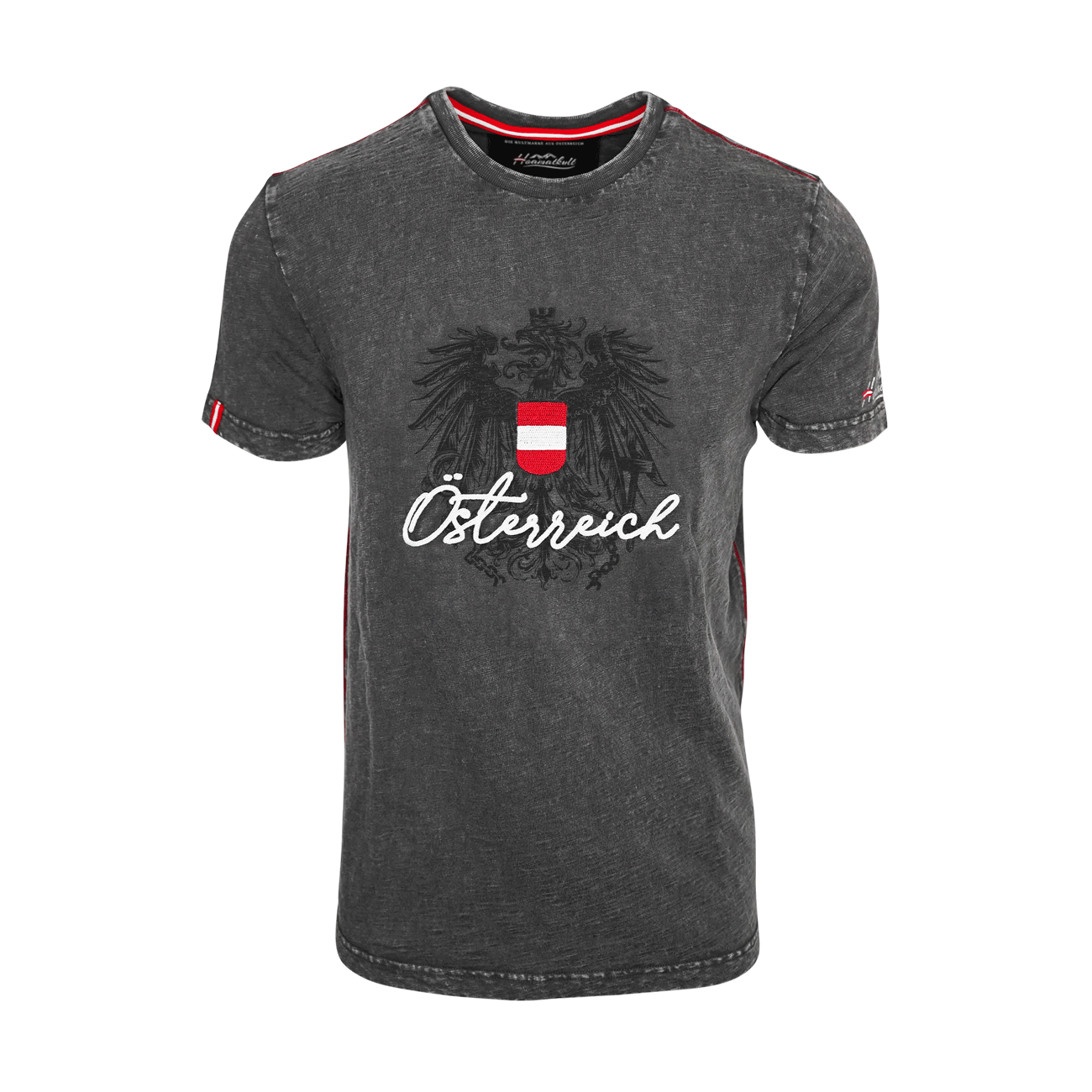Dunkelgraues Vintage T-Shirt Tracht Herren Österreich Adler