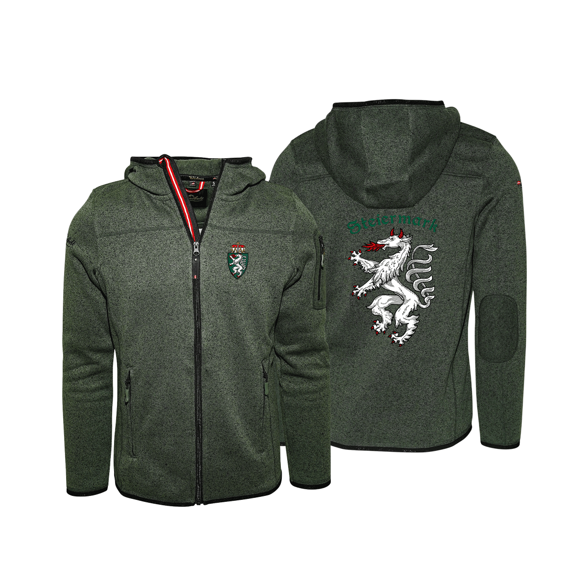 Dunkelgrüne Fleece Jacke für Herren Steiermark #Farbe_Dunkelgrün