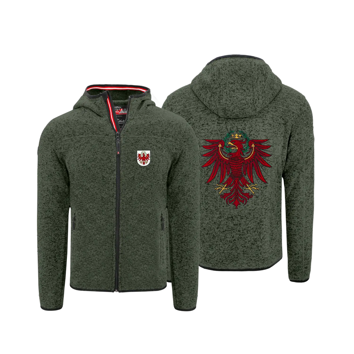 Dunkelgrüne Tirol Adler Fleece Jacke Herren #Farbe_Dunkelgrün