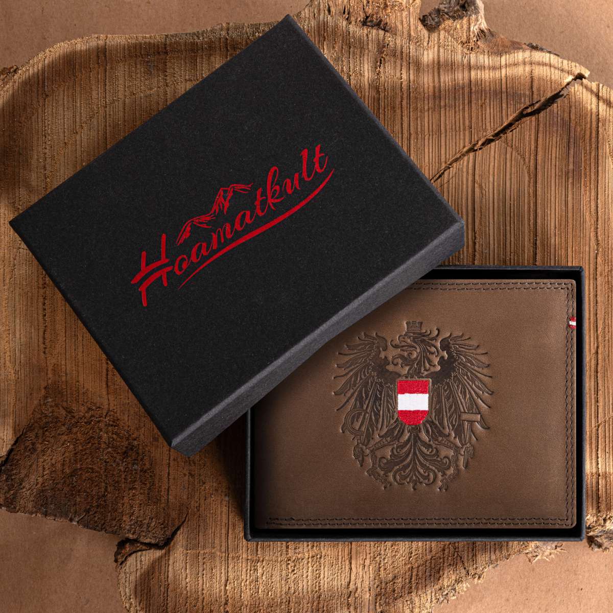 Echtleder Geldtasche Österreich Adler #Farbe_Braun