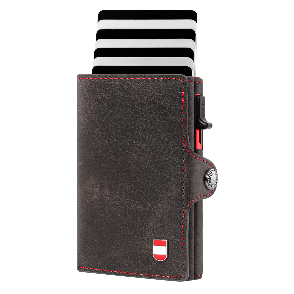 Echtleder Smart Wallet Österreich Wappen #Farbe_Schwarz Leder