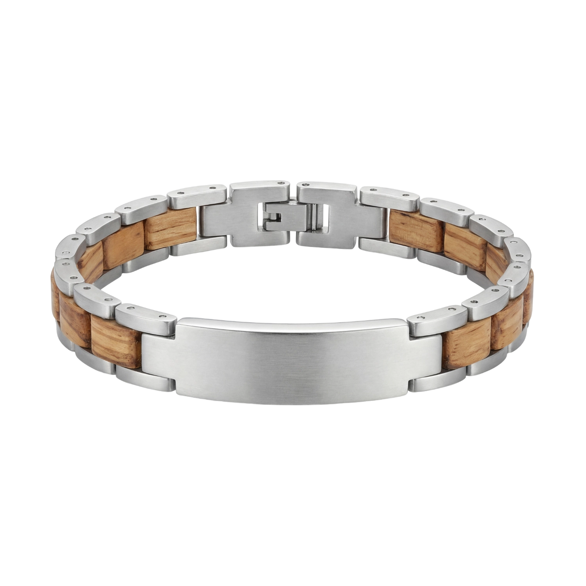 Edelstahl Holzarmband Zebrano Holz personalisierbar