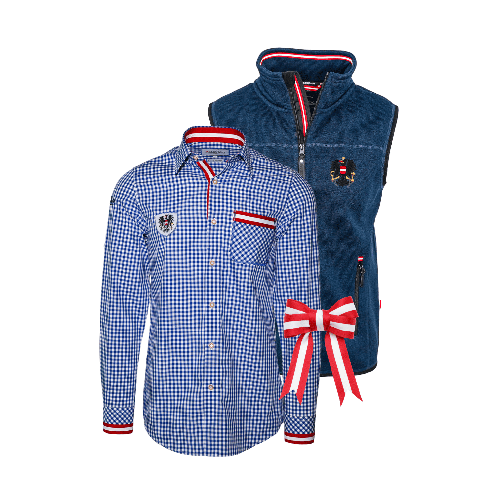 Fesch für Weihnachten Herren Blau Geschenkpaket Gilet und Hemd #Farbe_Blau-Strick