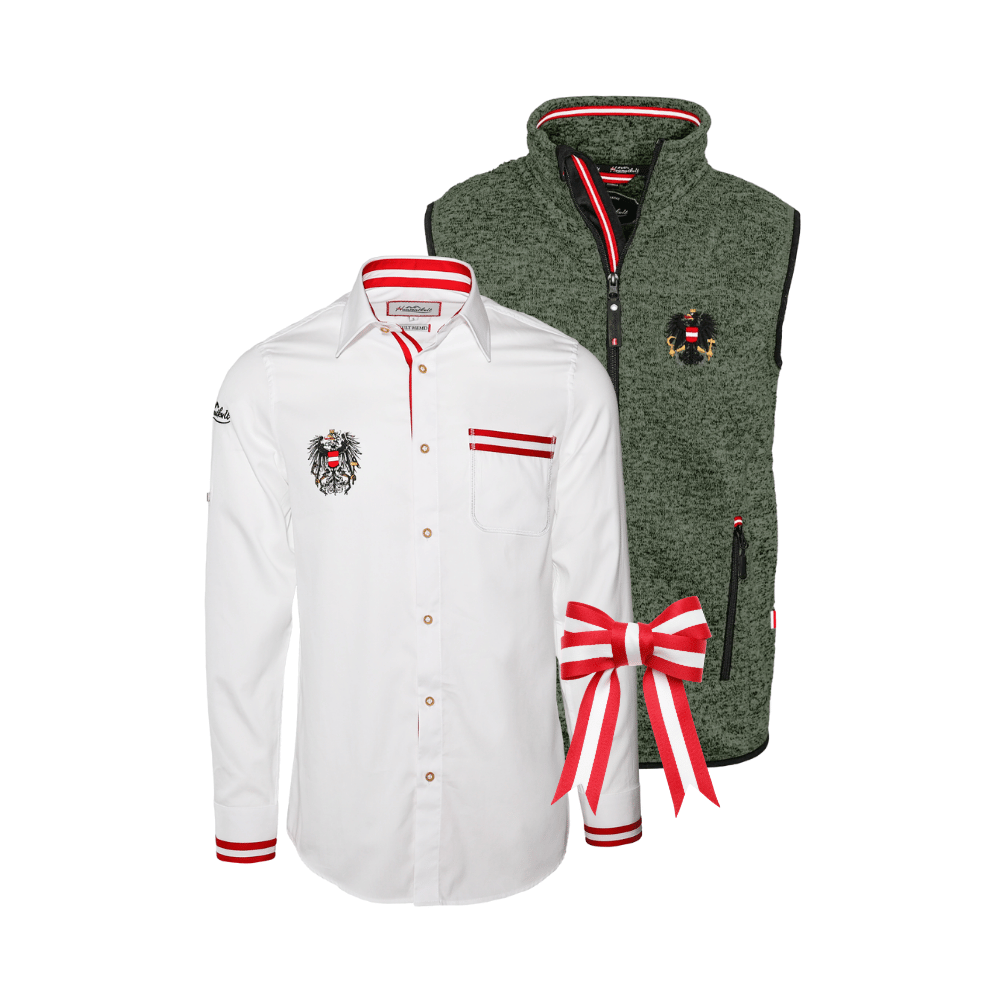 Fesch für Weihnachten Herren Grün Geschenkpaket Gilet und Hemd #Farbe_Grün-Strick