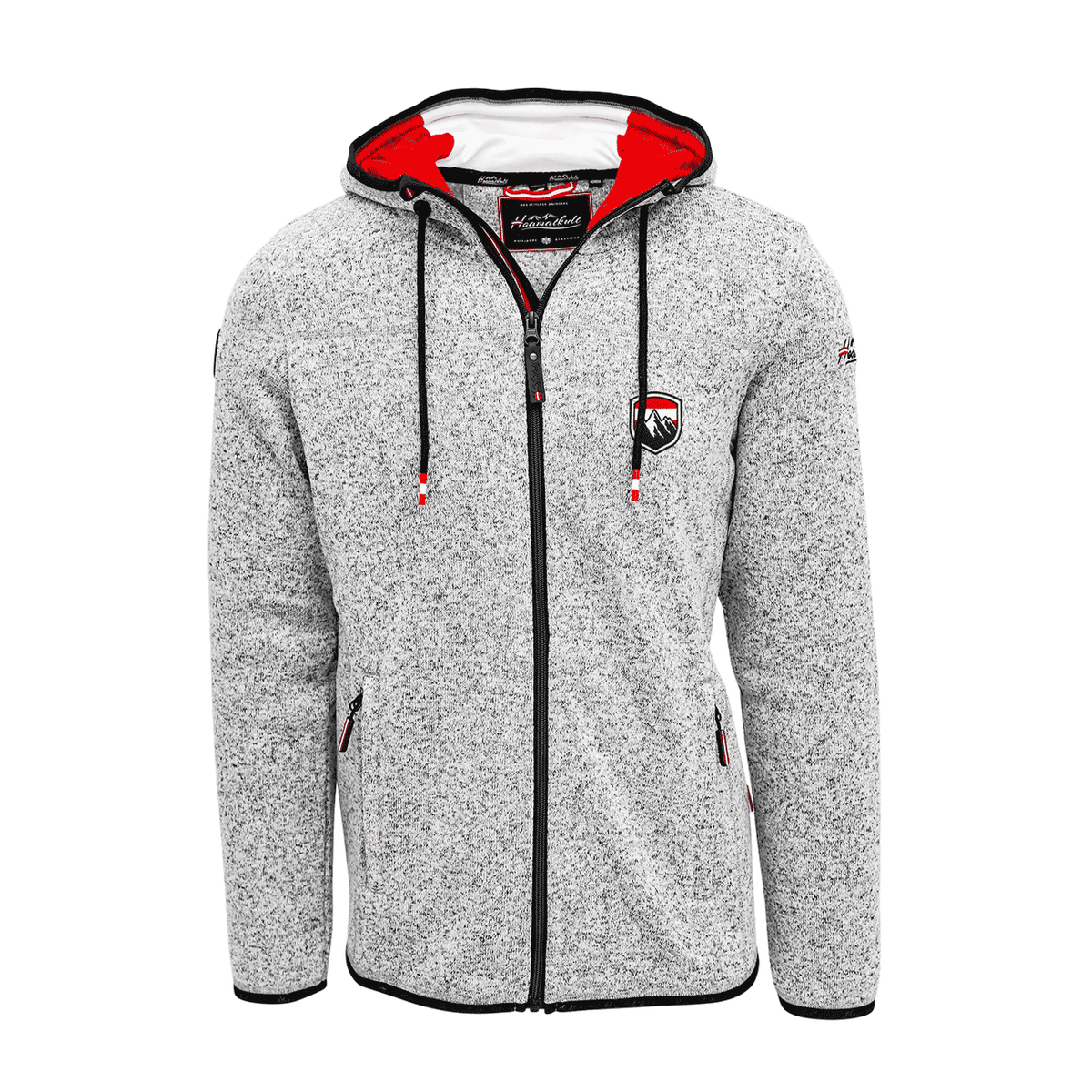 Fleece Hoodie mit Berg Wappen
