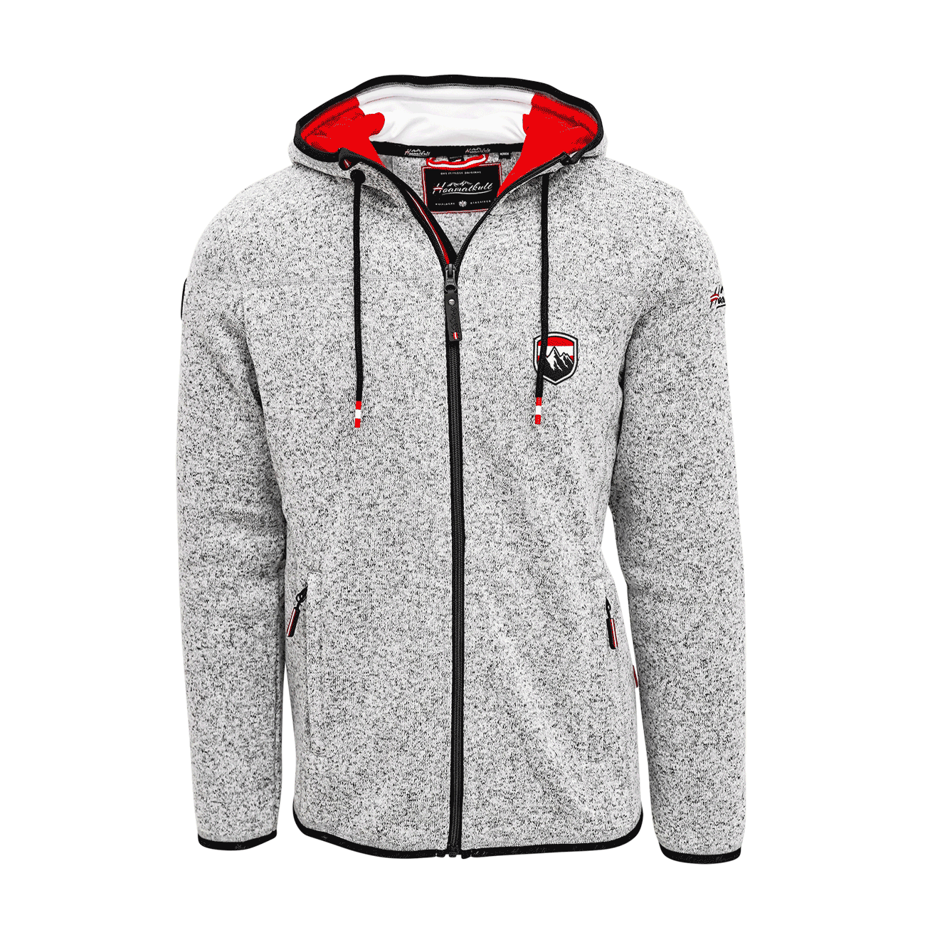 Fleece Hoodie mit Berg Wappen