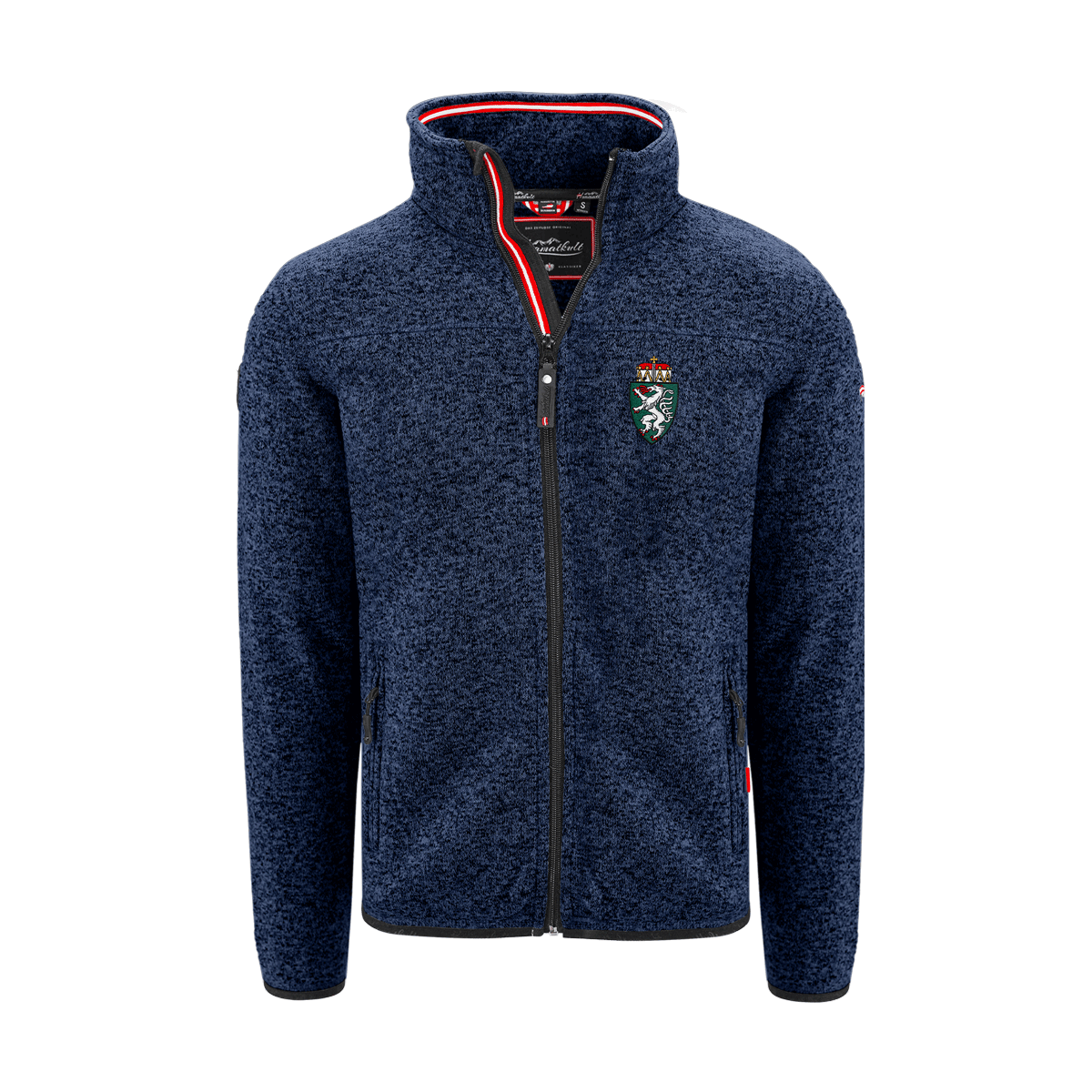 Fleece Jacke ohne Kapuze dunkelblau Steiermark Stick #Farbe_Dunkelblau