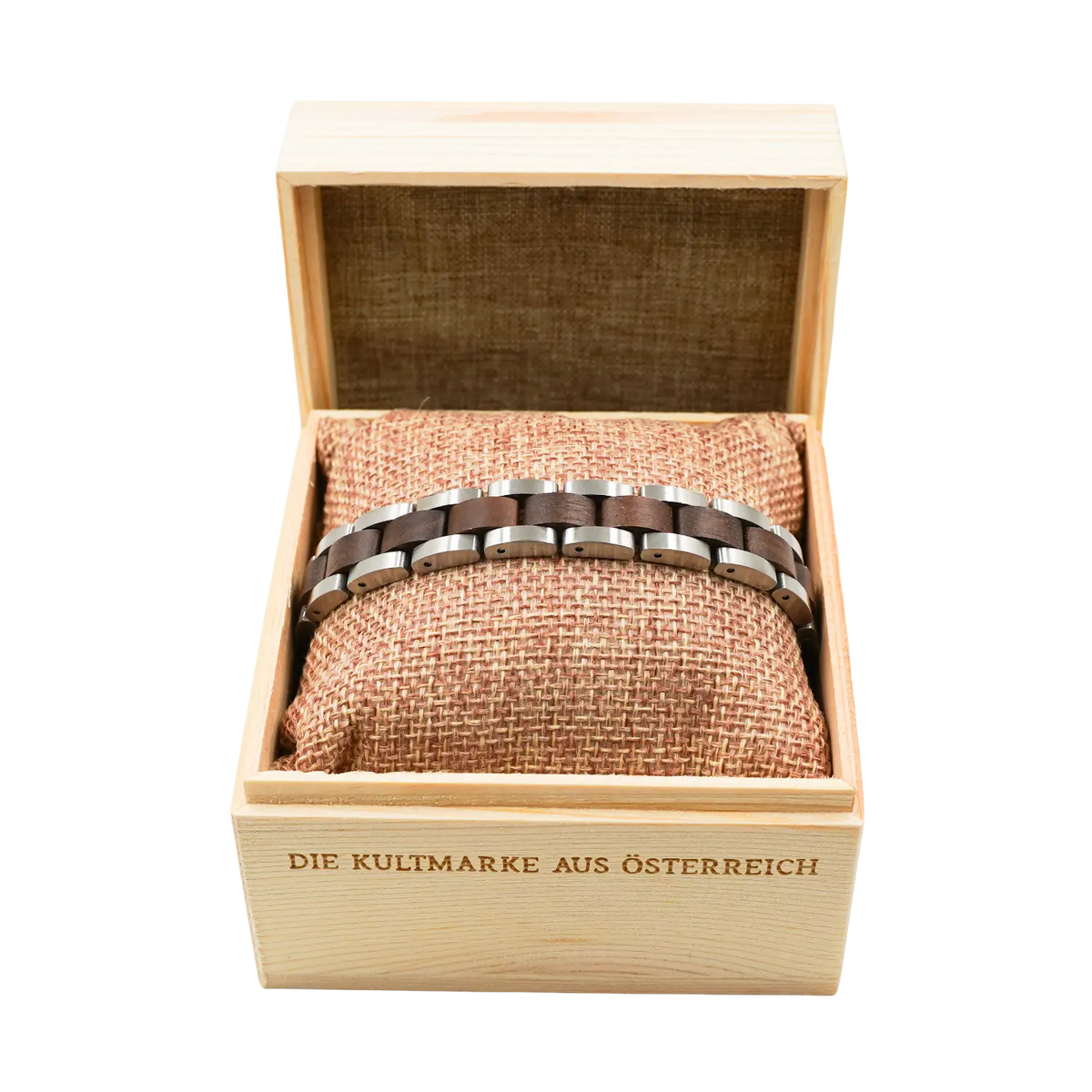 Geschenkbox Holzarmband Silber