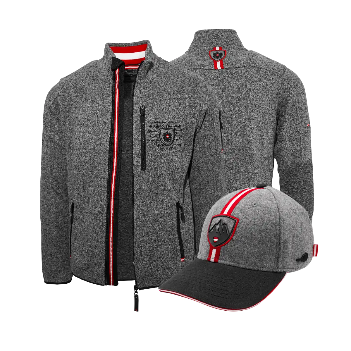 Geschenkpaket Adler Wanderjacke Filzcap dunkelgrau #Farbe_Dunkelgrau