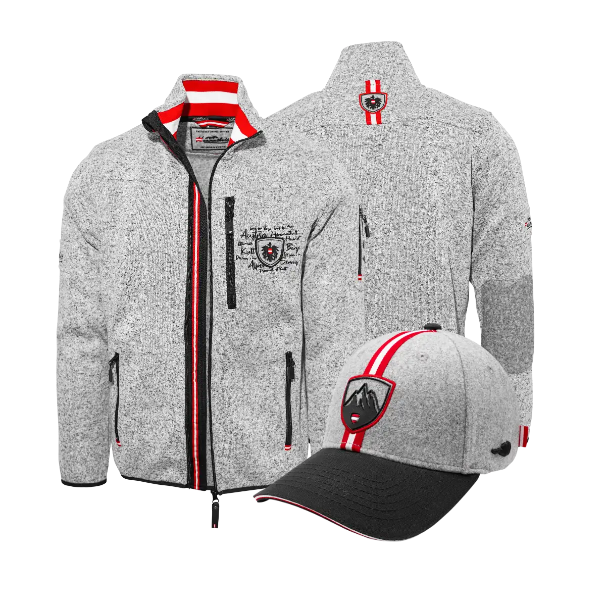 Geschenkpaket Adler Wanderjacke Filzcap hellgrau #Farbe_Hellgrau