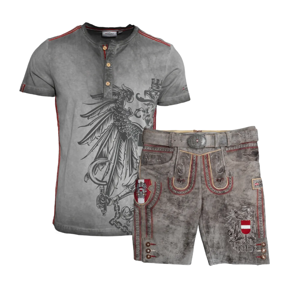 Geschenkpaket Lederhose Shirt grau #Farbe_Vintage-Grau