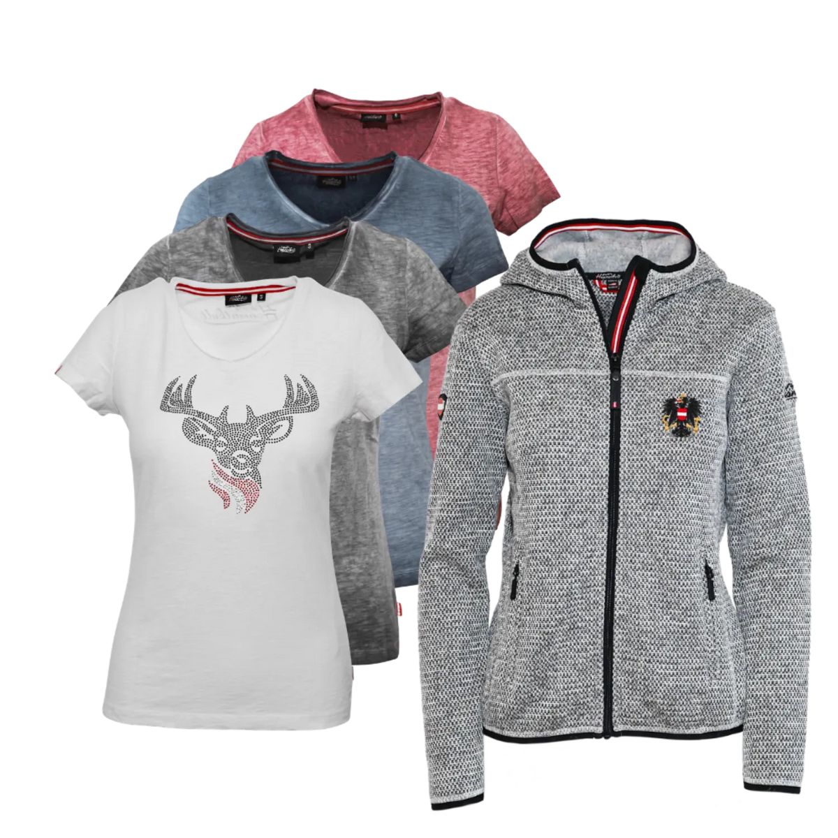 Geschenkpaket Strickoptik Jacke Hirsch T-Shirt hellgrau #Farbe_Grau-Strick