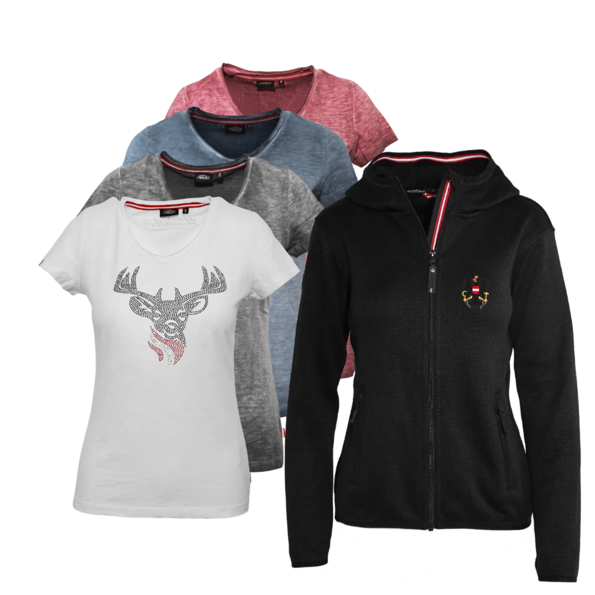 Geschenkpaket Strickoptik Jacke Hirsch T-Shirt #Farbe_Schwarz-Strick