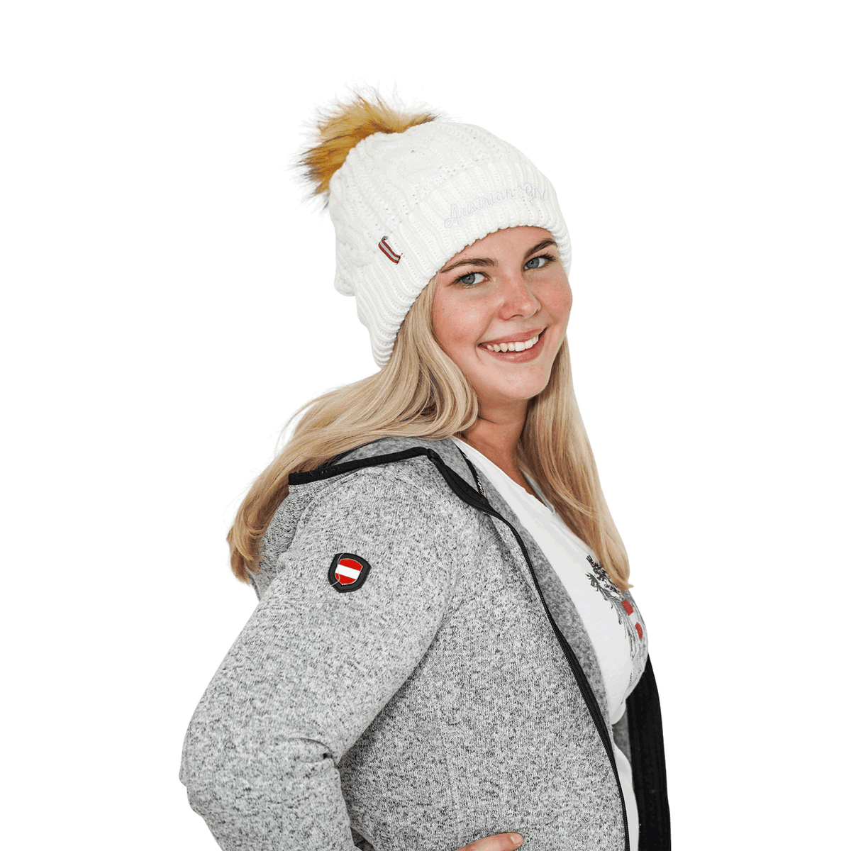 Glitzer Haube Damen weiß