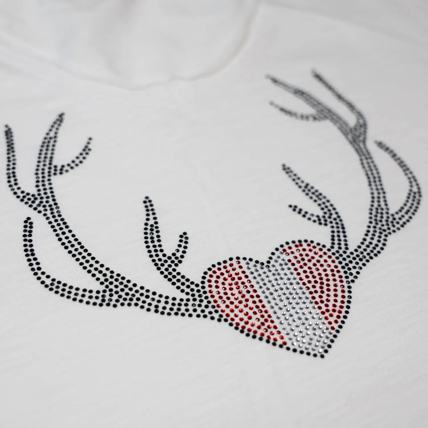 Herz Geweih Glitzer T-Shirt - Weiss