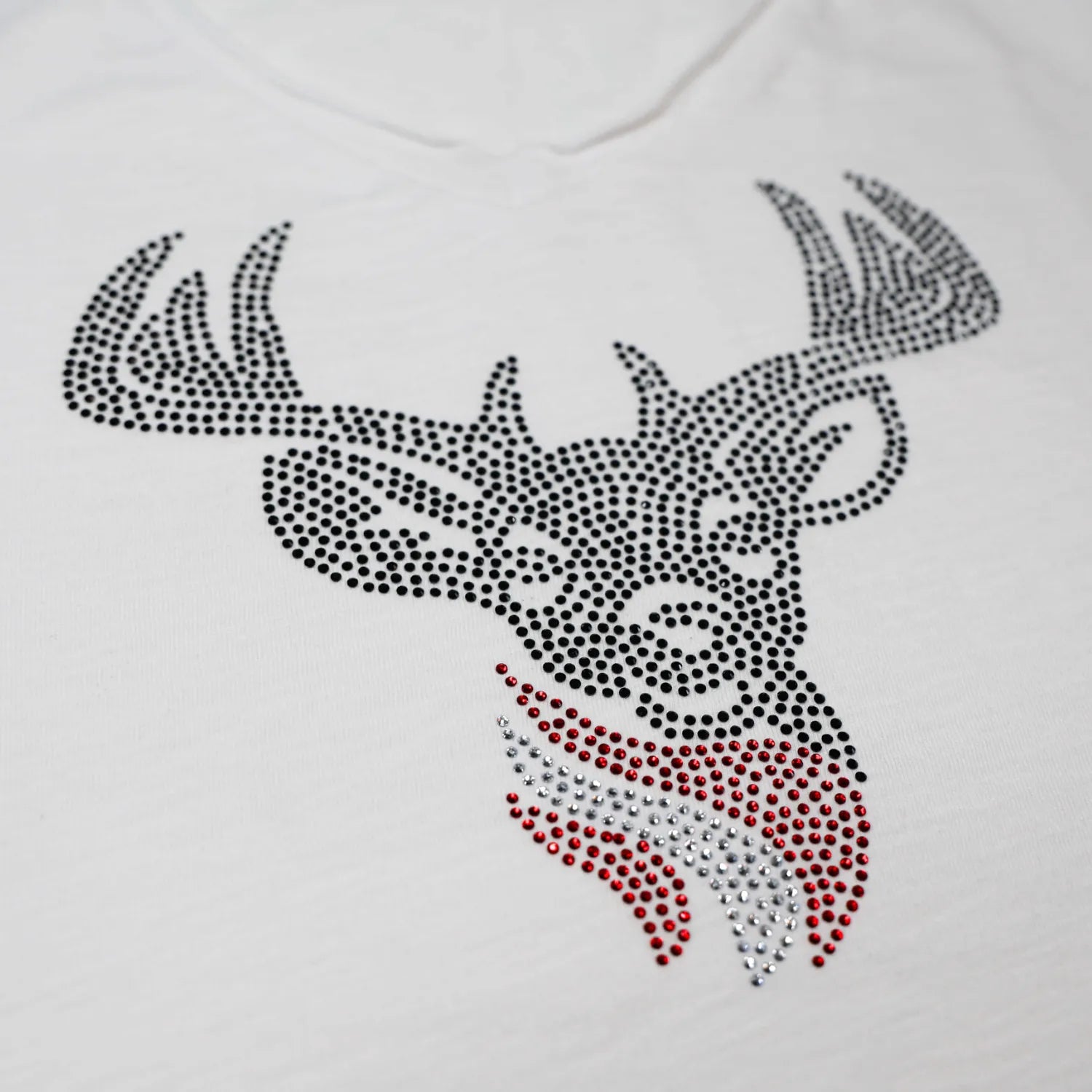 Hirsch Glitzer T-Shirt - Weiss